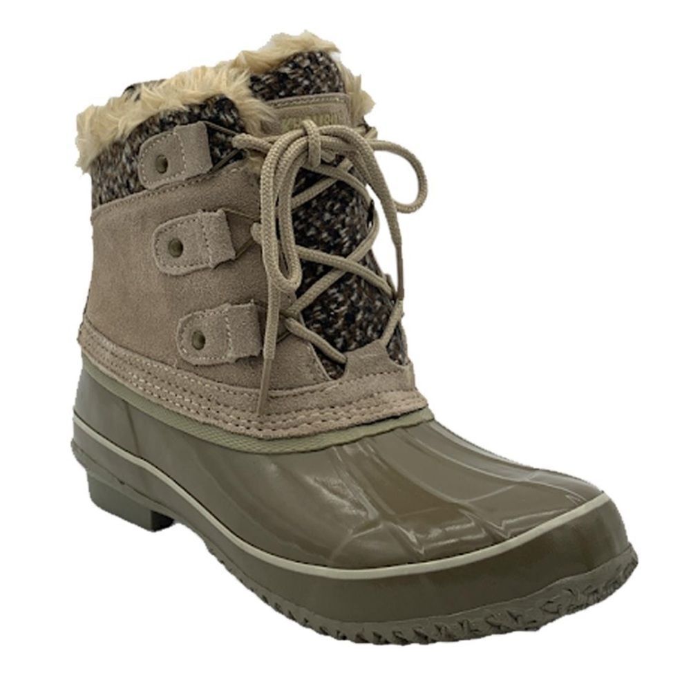 Khombu 7 KERI GreenโTaupe Short Winter DuckโBooties